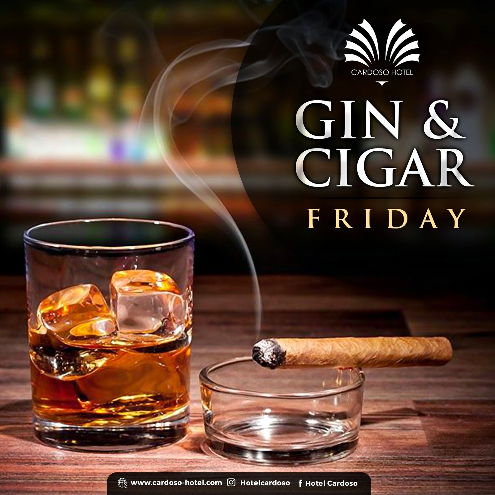 Gin & Cigar Friday graphic design for Hotel Cardoso
